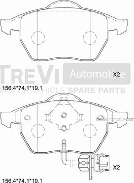 Trevi Automotive PF1050 - Гальмівні колодки, дискові гальма avtolavka.club