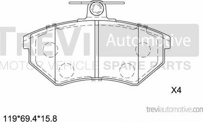 Trevi Automotive PF1060 - Гальмівні колодки, дискові гальма avtolavka.club