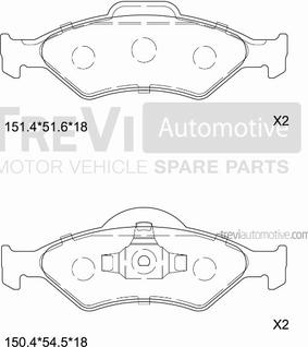 Trevi Automotive PF1082 - Гальмівні колодки, дискові гальма avtolavka.club