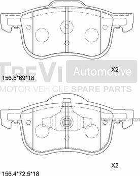 Trevi Automotive PF1078 - Гальмівні колодки, дискові гальма avtolavka.club