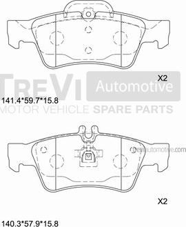 Trevi Automotive PF1148 - Гальмівні колодки, дискові гальма avtolavka.club