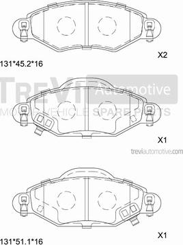 Trevi Automotive PF1143 - Гальмівні колодки, дискові гальма avtolavka.club