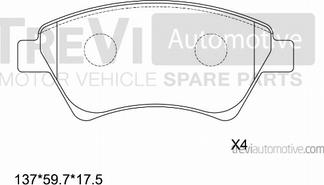 Trevi Automotive PF1161 - Гальмівні колодки, дискові гальма avtolavka.club