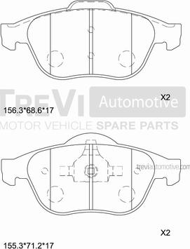 Trevi Automotive PF1107 - Гальмівні колодки, дискові гальма avtolavka.club