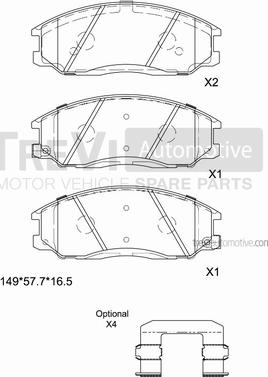 Trevi Automotive PF1188 - Гальмівні колодки, дискові гальма avtolavka.club