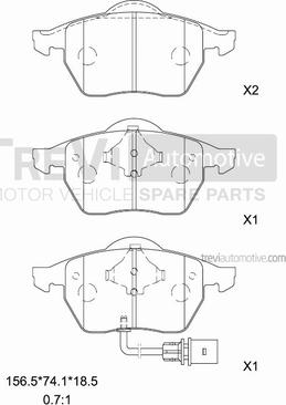 Trevi Automotive PF1133 - Гальмівні колодки, дискові гальма avtolavka.club