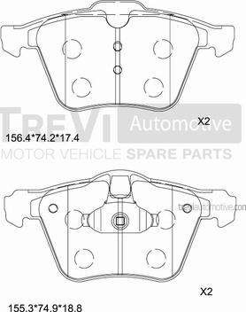 Trevi Automotive PF1305 - Гальмівні колодки, дискові гальма avtolavka.club