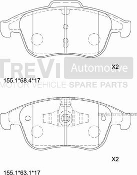 Trevi Automotive PF1382 - Гальмівні колодки, дискові гальма avtolavka.club