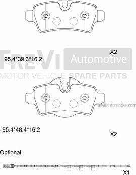 Trevi Automotive PF1335 - Гальмівні колодки, дискові гальма avtolavka.club