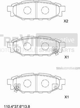 Trevi Automotive PF1322 - Гальмівні колодки, дискові гальма avtolavka.club