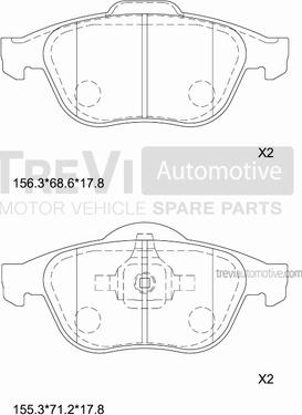 Trevi Automotive PF1288 - Гальмівні колодки, дискові гальма avtolavka.club