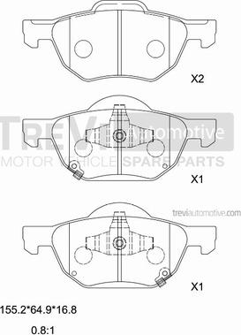 Trevi Automotive PF1231 - Гальмівні колодки, дискові гальма avtolavka.club