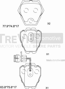 Trevi Automotive PF1233 - Гальмівні колодки, дискові гальма avtolavka.club