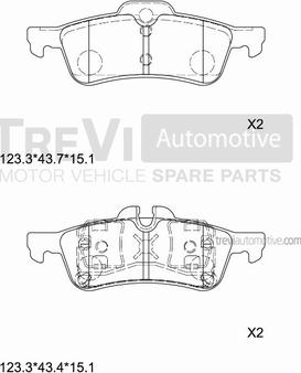 Trevi Automotive PF1223 - Гальмівні колодки, дискові гальма avtolavka.club