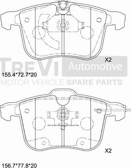 Trevi Automotive PF1278 - Гальмівні колодки, дискові гальма avtolavka.club