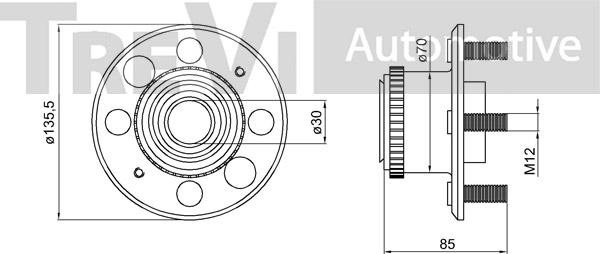 Trevi Automotive WB1475 - Комплект підшипника маточини колеса avtolavka.club