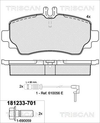 Triscan 8110 23022 - Гальмівні колодки, дискові гальма avtolavka.club