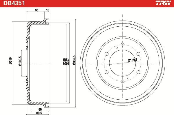 TRW DB4351 - Гальмівний барабан avtolavka.club