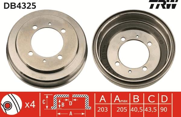 TRW DB4325 - Гальмівний барабан avtolavka.club