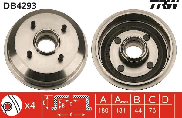 TRW DB4293 - Гальмівний барабан avtolavka.club