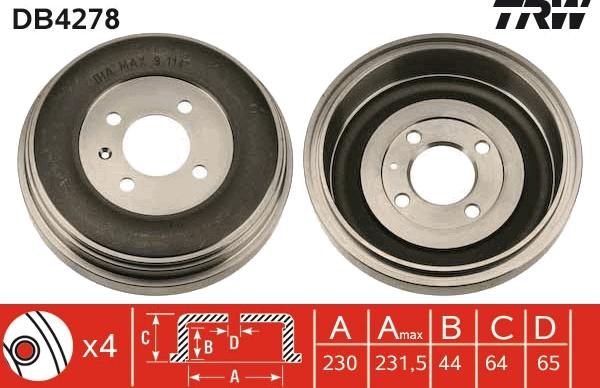 TRW DB4278 - Гальмівний барабан avtolavka.club