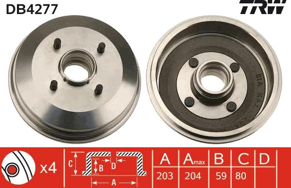 TRW DB4277 - Гальмівний барабан avtolavka.club