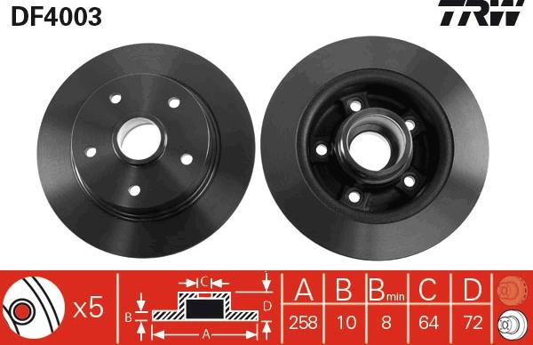 TRW DF4003 - Гальмівний диск avtolavka.club