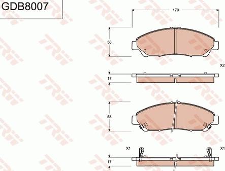 TRW GDB8007 - Гальмівні колодки, дискові гальма avtolavka.club