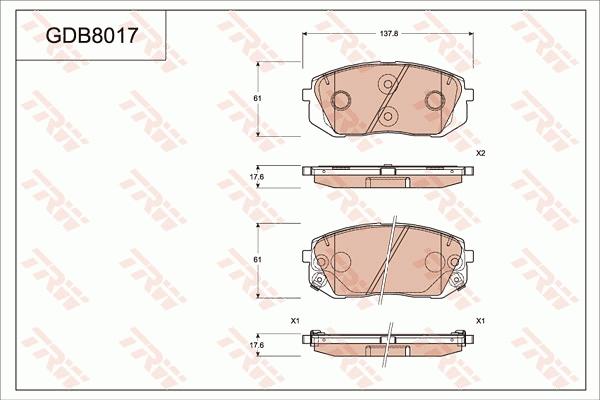 TRW GDB8017DT - Гальмівні колодки, дискові гальма avtolavka.club