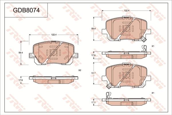 TRW GDB8074 - Гальмівні колодки, дискові гальма avtolavka.club