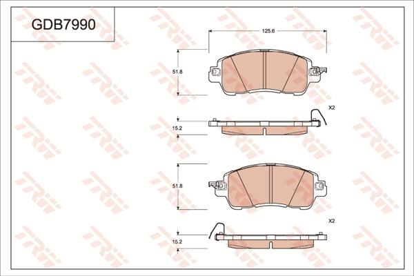 TRW GDB7990 - Гальмівні колодки, дискові гальма avtolavka.club