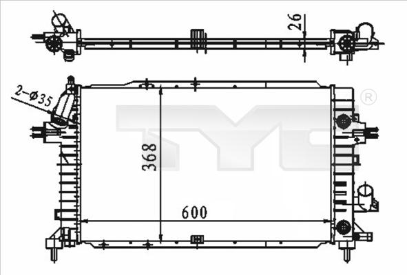 TYC 725-0046 - Радіатор, охолодження двигуна avtolavka.club