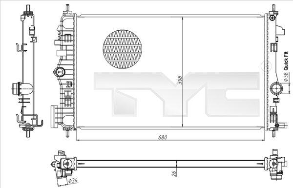 TYC 725-0047 - Радіатор, охолодження двигуна avtolavka.club