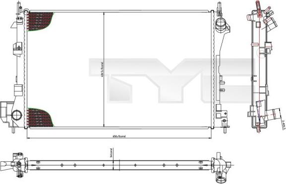 TYC 725-0010 - Радіатор, охолодження двигуна avtolavka.club