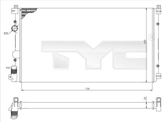 TYC 725-0029 - Радіатор, охолодження двигуна avtolavka.club