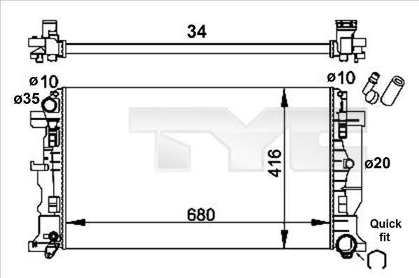 TYC 721-0014-R - Радіатор, охолодження двигуна avtolavka.club