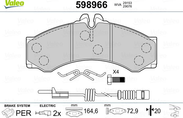 Valeo 598966 - Гальмівні колодки, дискові гальма avtolavka.club