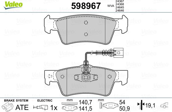 Valeo 598967 - Гальмівні колодки, дискові гальма avtolavka.club