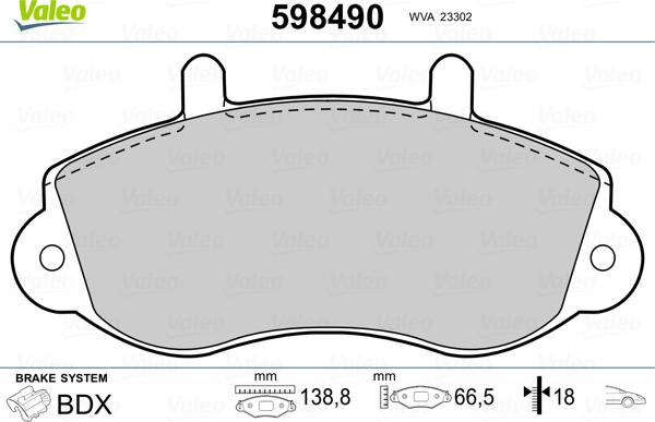 Valeo 598490 - Гальмівні колодки, дискові гальма avtolavka.club