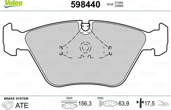 Valeo 598440 - Гальмівні колодки, дискові гальма avtolavka.club