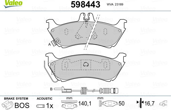 Valeo 598443 - Гальмівні колодки, дискові гальма avtolavka.club