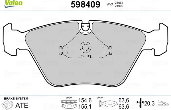 Valeo 598409 - Гальмівні колодки, дискові гальма avtolavka.club