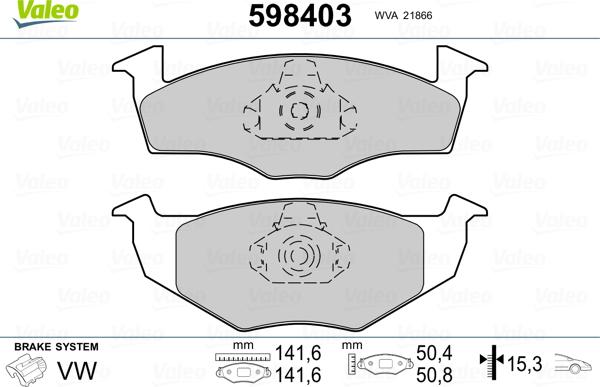 Valeo 598403 - Гальмівні колодки, дискові гальма avtolavka.club