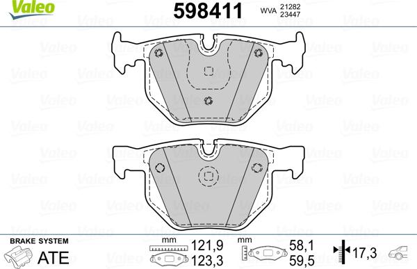 Valeo 598411 - Гальмівні колодки, дискові гальма avtolavka.club