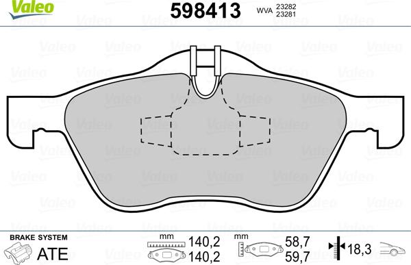 Valeo 598413 - Гальмівні колодки, дискові гальма avtolavka.club