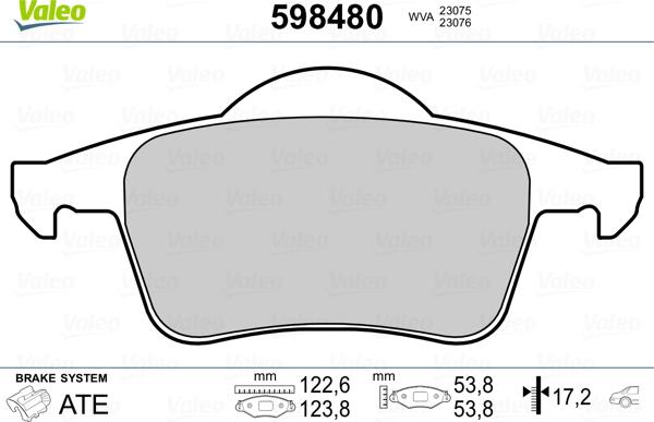 Valeo 598480 - Гальмівні колодки, дискові гальма avtolavka.club