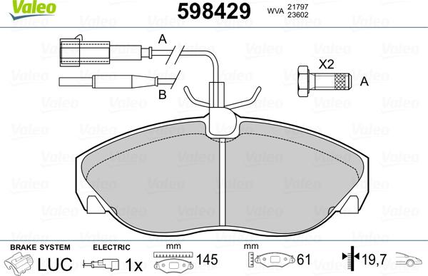 Valeo 598429 - Гальмівні колодки, дискові гальма avtolavka.club