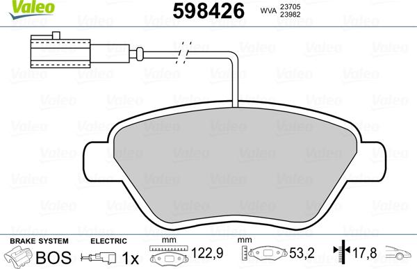 Valeo 598426 - Гальмівні колодки, дискові гальма avtolavka.club