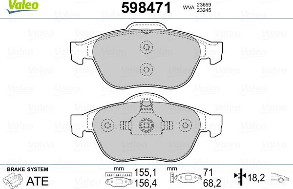 Valeo 598471 - Гальмівні колодки, дискові гальма avtolavka.club