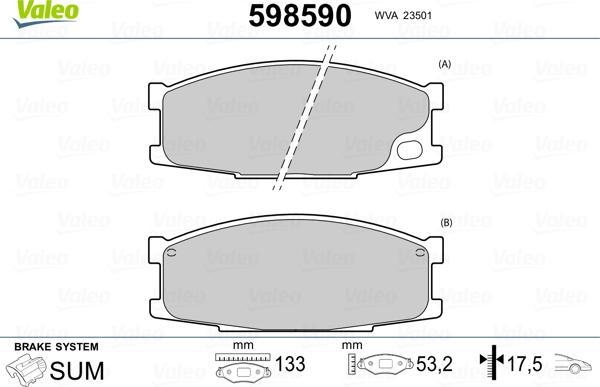 Valeo 598590 - Гальмівні колодки, дискові гальма avtolavka.club